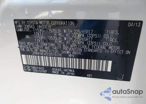 2013 Toyota Rav4 Xle from USA, damaged, VIN JTMRFREV0DD018348